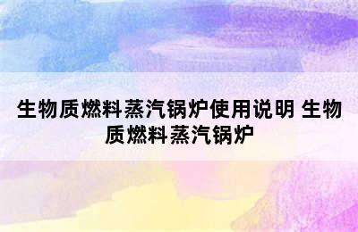 生物质燃料蒸汽锅炉使用说明 生物质燃料蒸汽锅炉